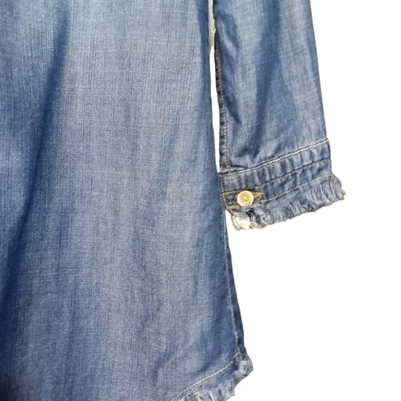 Cloth and Stone Montana Chambray Button Up Raw Hem Shirt Dress Blue Size XS - Picture 9 of 12